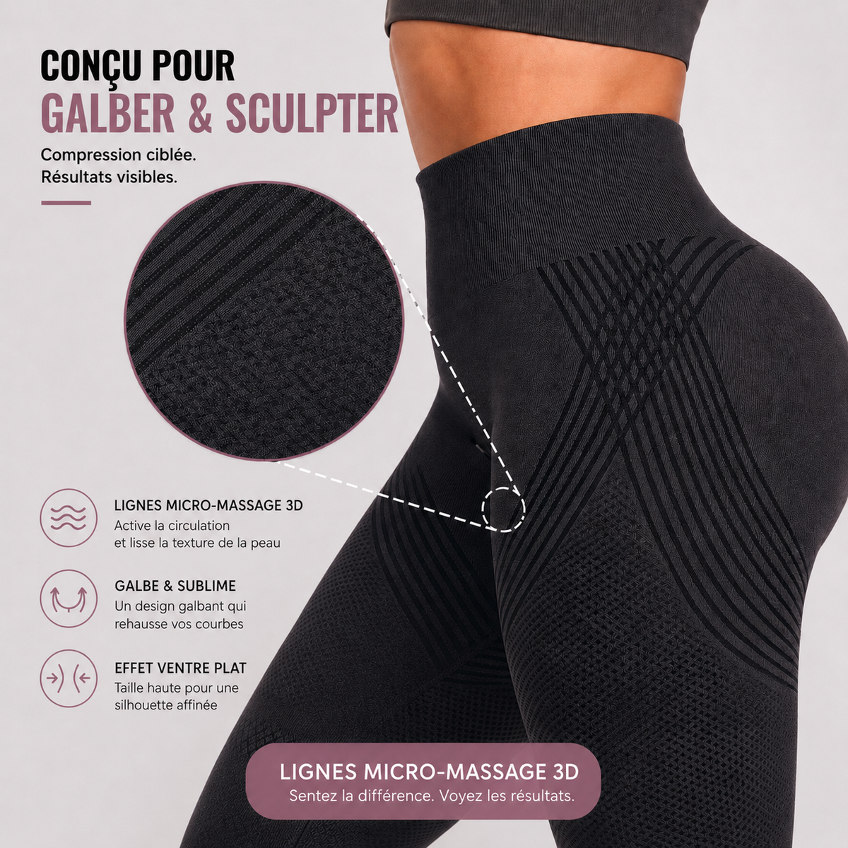 3D Compression Boost. 
Peau Plus Lisse.